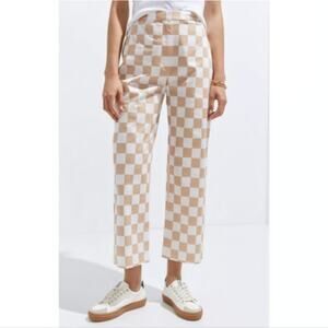 HUTCH Anthropologie Women's Cropped Straight Fit Checkerboard Pants Size 2